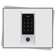 TTLock - BLE keypad - Wide - 12V. Lock controller is built into the keypad. Supports, PIN, Fob & App. Button can be connected to an external bell